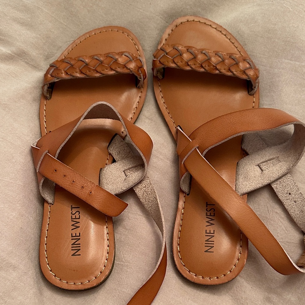 Nine West Tan Braided Strap Sandals